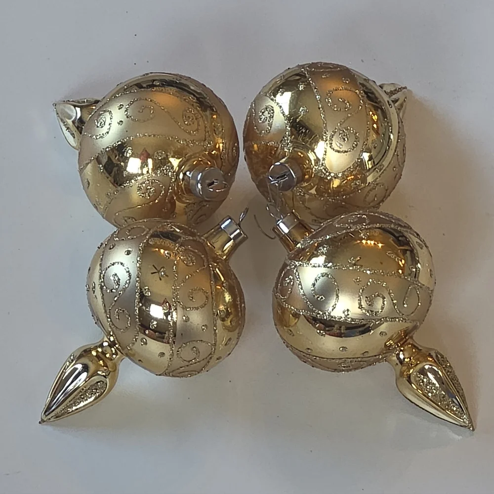 Christmas Ornament - Elegant Gold Glass Holiday Ornaments Set Of 4
